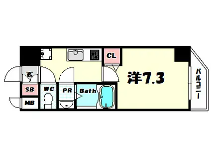 セオリー神戸クレール(1K/14階)の間取り写真