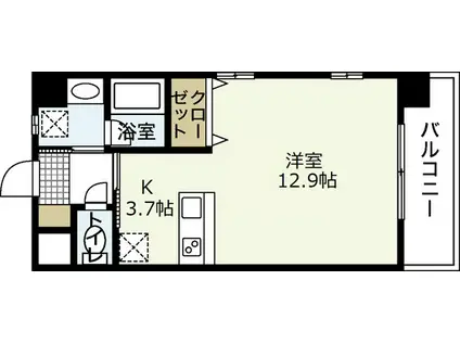 ミロワール舟入(ワンルーム/4階)の間取り写真