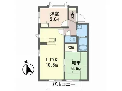 櫻桑の杜 参番館(2LDK/2階)の間取り写真