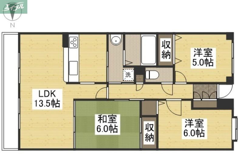 グランコート野田(3LDK/3階)の間取り写真