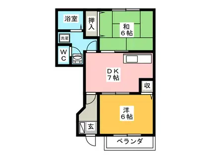 パークヒルズA(2DK/1階)の間取り写真