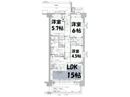 プレサンス グラン 覚王山(3LDK/3階)の間取り写真