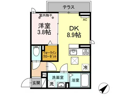 ONE UNIVERSITY PLACE(1DK/1階)の間取り写真