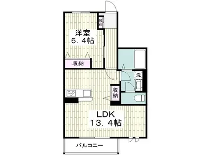 横浜市瀬谷区二ツ橋町B棟計画(1LDK/1階)の間取り写真