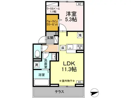 セレスティア昭和(1LDK/1階)の間取り写真