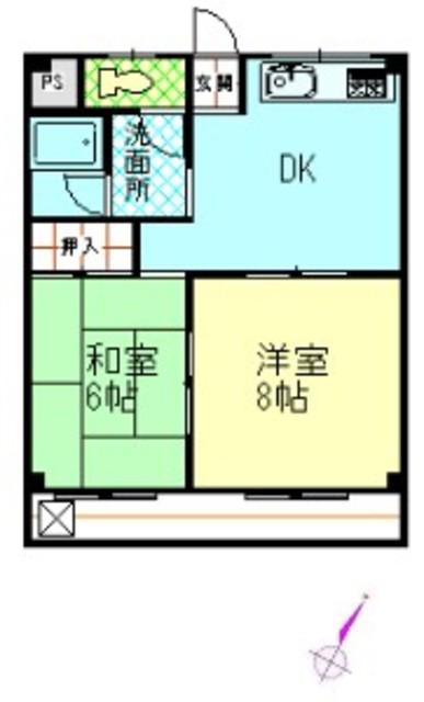 ハイツ峯岸2(2DK/2階)の間取り写真