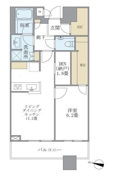 N BRILLIATOWERS目黒ノースレジデンス(1LDK/14階)の間取り写真