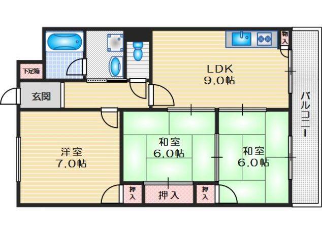バーンフリート真上(3LDK/2階)の間取り写真
