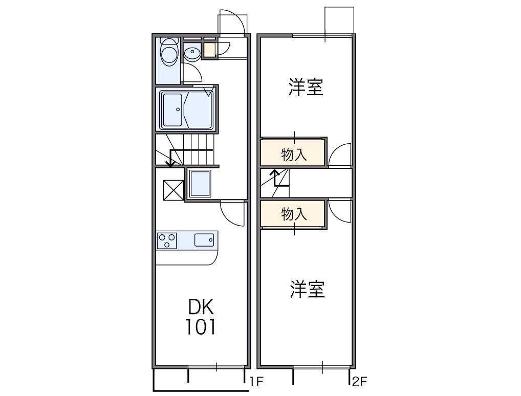 レオパレスセラフI(2DK/1階)の間取り写真