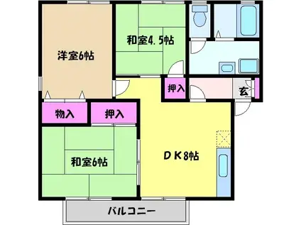 クララハイム松浜A棟(3DK/1階)の間取り写真