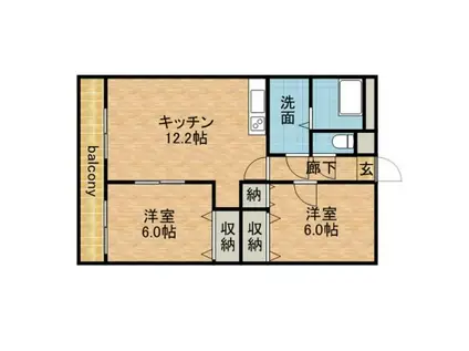 サンパークマンションI(2LDK/1階)の間取り写真