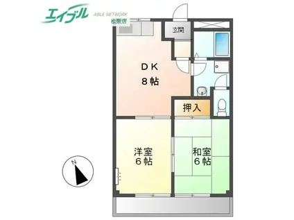 サンパレスSAKAI(2DK/3階)の間取り写真