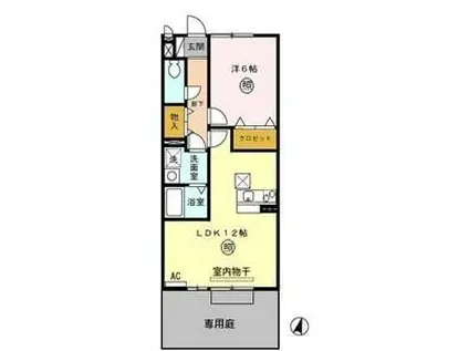 セジュール松葉(1LDK/1階)の間取り写真