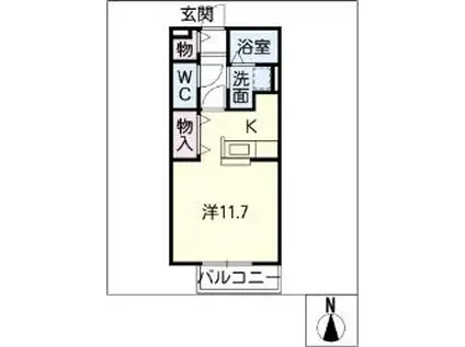 キャロット B(ワンルーム/2階)の間取り写真