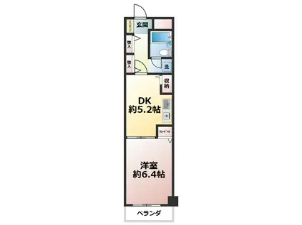 ライオンズマンション久米川第3(1DK/1階)の間取り写真