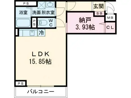 ドゥナーレ名駅西(1LDK/2階)の間取り写真