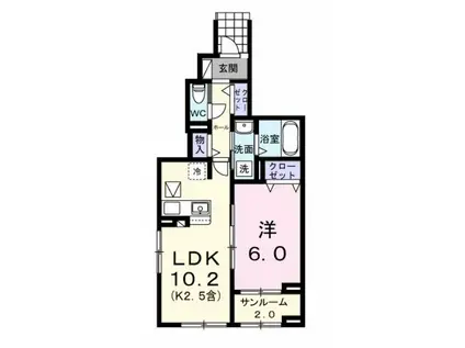 フェリス ソレアードIII(1LDK/1階)の間取り写真