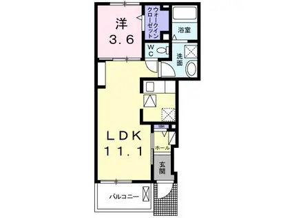アンダンテ(1LDK/1階)の間取り写真