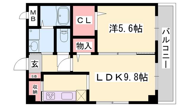 グランドール勝原(1LDK/3階)の間取り写真