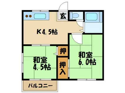 ファミーユ吉原(2K/1階)の間取り写真