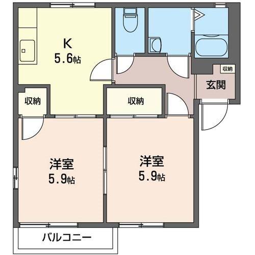 壱番館 B(2K/2階)の間取り写真