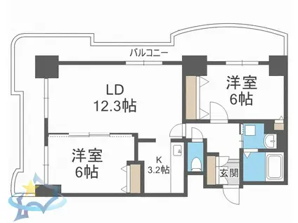 ティアラ中島公園ウエストサイド(2LDK/8階)の間取り写真