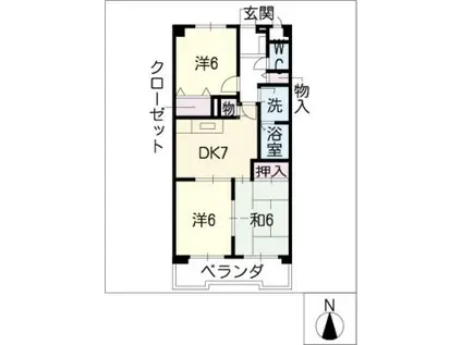 サンユーハイツ滝の水(3DK/3階)の間取り写真