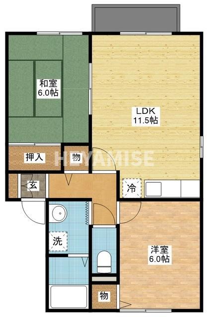 セジュールマツヤマ(2LDK/2階)の間取り写真