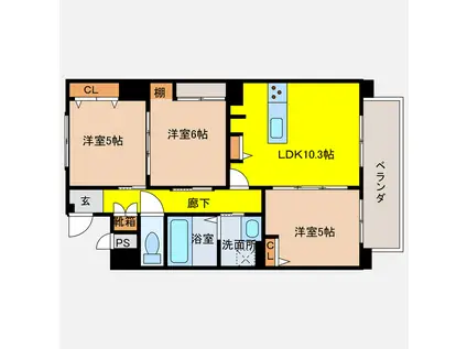 ソアラ南上原(3LDK/4階)の間取り写真