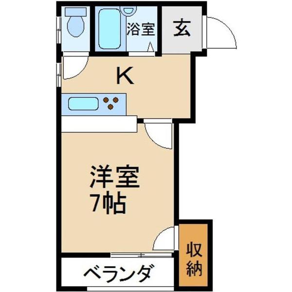 メゾン貞光I(1K/4階)の間取り写真