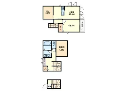 HALELEA(1SLDK/1階)の間取り写真