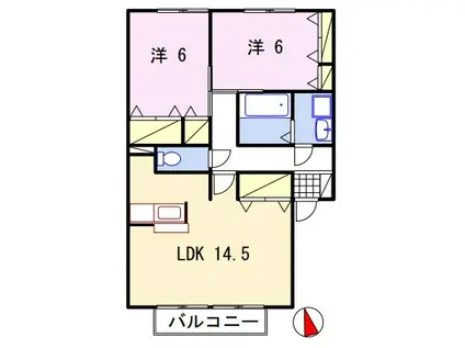 ラティルス 南棟(2LDK/2階)の間取り写真
