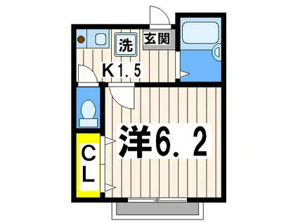 ソレイユ・A(1K/1階)の間取り写真