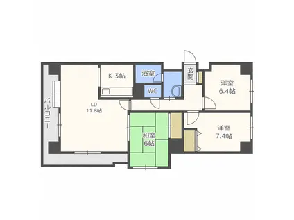 アルファスクエア円山(3LDK/3階)の間取り写真
