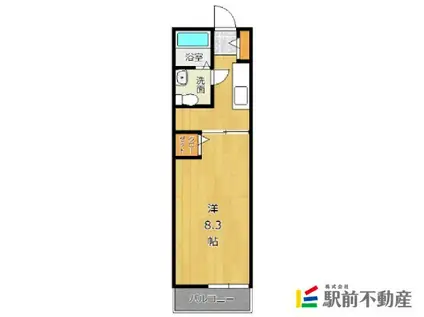 シャルモントゥII(1K/3階)の間取り写真