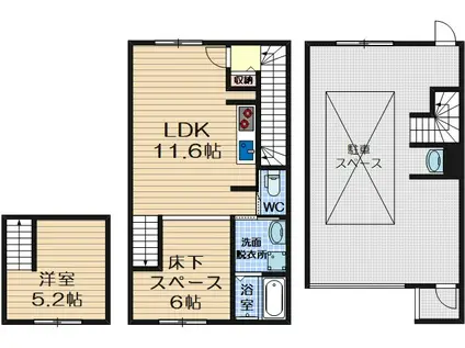&SPACE茨木 (1LDK/1階)の間取り写真