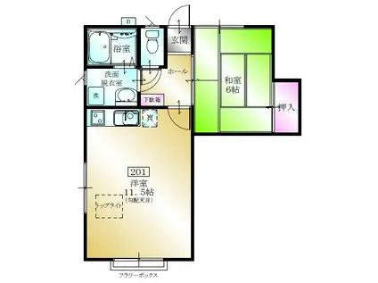 ムーンヒルズ吹上(1LDK/2階)の間取り写真