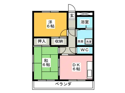 NINETY御園(2DK/2階)の間取り写真