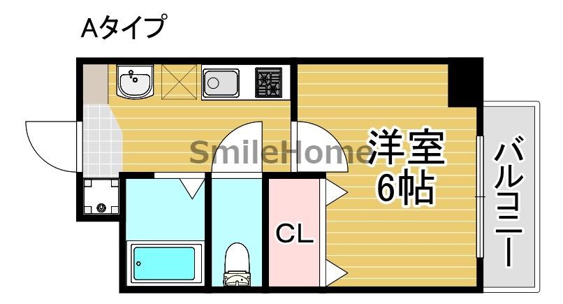 グランエクラ岸里(1K/6階)の間取り写真