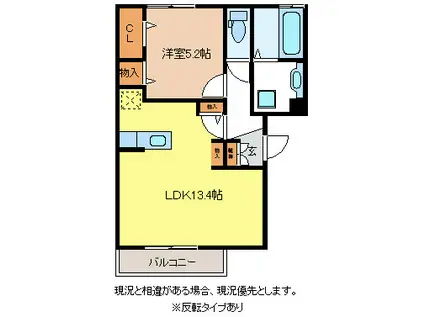 エスポワール・東和田A(1LDK/1階)の間取り写真