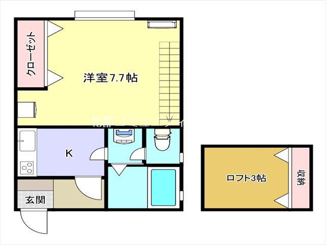 サンフレンド女池(1K/2階)の間取り写真