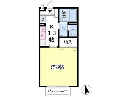 メゾンドール(1K/1階)の間取り写真