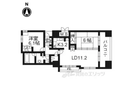 ルネス・ピース四条烏丸(2LDK/7階)の間取り写真