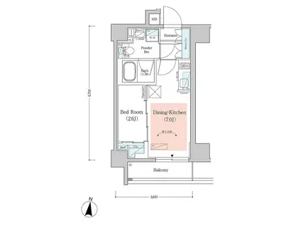 アーバネックス西新宿II(1DK/3階)の間取り写真