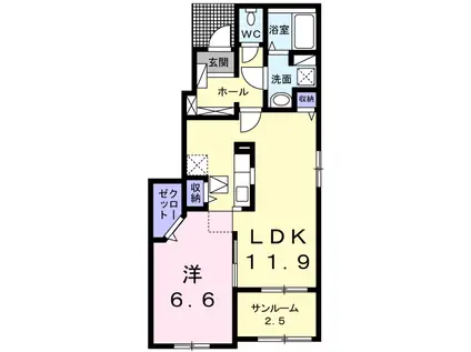 ジェネシス(1LDK/1階)の間取り写真