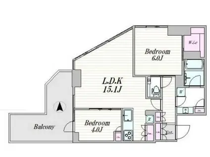 BRILLIA TOWER 池袋 ウエスト(2LDK/4階)の間取り写真