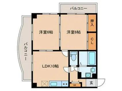 ニシキグレイス浅野(2LDK/3階)の間取り写真