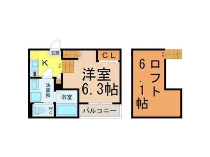 PRIME MAISON S(1K/1階)の間取り写真