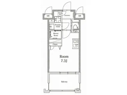エンクレストALIVE白金(ワンルーム/6階)の間取り写真