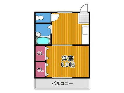 レインボーハイツ南(1K/2階)の間取り写真